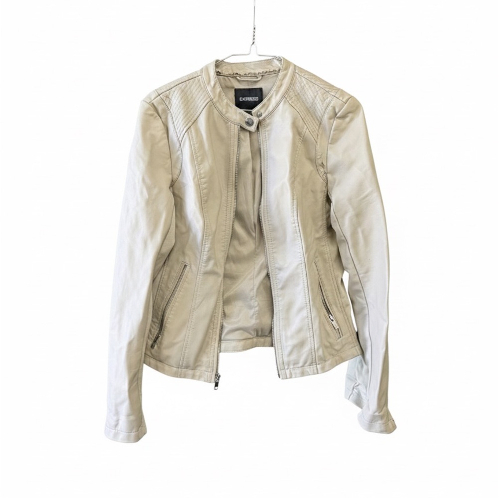 Express Women's Light Tan Faux Leather Jacket